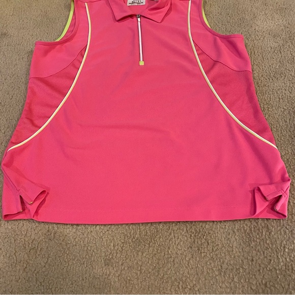 EP Pro Tech Half Zip Golf Tank pink with white/green trim size Large - Picture 7 of 16